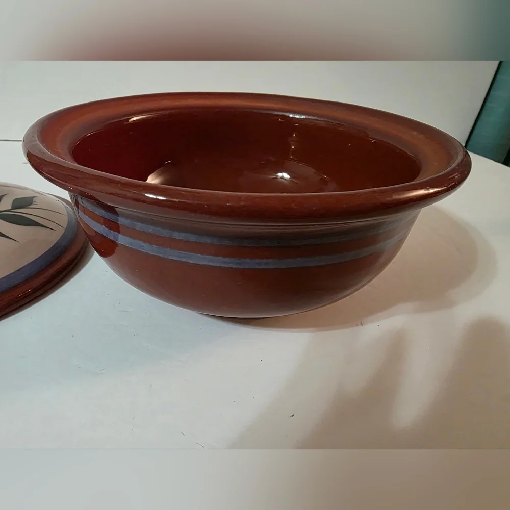 Hand Crafted Redware Pottery Casserole Mexico